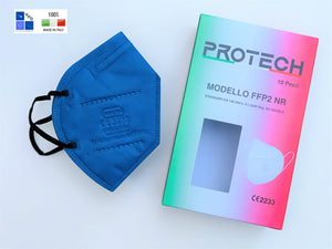 Mascherina FFP2 Colore “Blu Cobalto” - Made in Italy -  Conf. 10 pz.